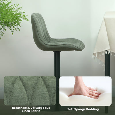 HOMCOM Set of Two Linen-Look Bar Stools - Green 