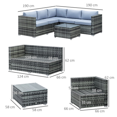 Outsunny Four-Piece Rattan Sofa Set - Grey 