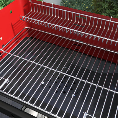 Outsunny Charcoal BBQ, with Five Position Grill Grate - Red 