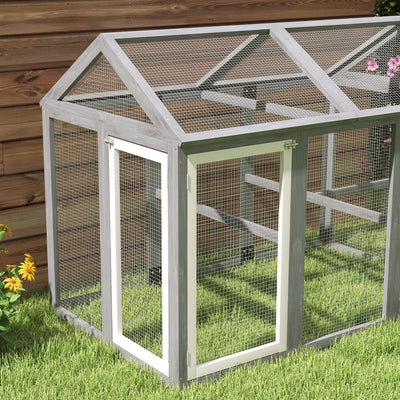 PawHut Large Chicken Run, Wooden Chicken coop, with Combinable Design - Wood Effect 
