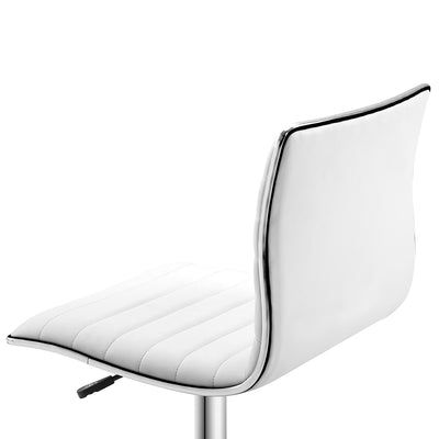 HOMCOM Adjustable Swivel Office Chair with Armless Mid-Back in PU Leather and Chrome Base - White 