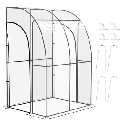 Outsunny 143cm x 118cm Walk-In Lean To Greenhouse, with Accessories 