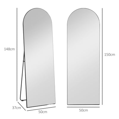 HOMCOM 150cm Arched Full Length Mirror - Black 