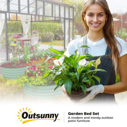 Outsunny Set of Two 181 x 93cm Steel Planters - Green 