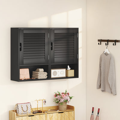 HOMCOM Bathroom Cabinet, Wall Mounted Storage Cabinet with Adjustable Shelves, 40 x 20 x 60 cm, Black 