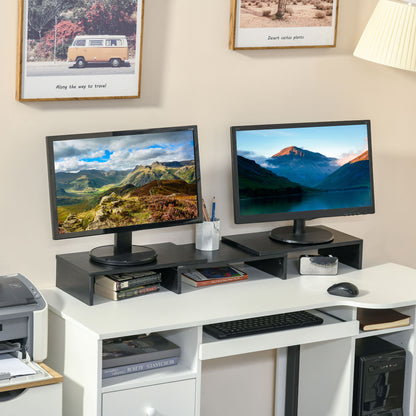 Vinsetto Dual Monitor Stand Riser with Adjustable Length and Angle, Screen Riser for Laptop, Computer, PC, Printer, TV, Black 