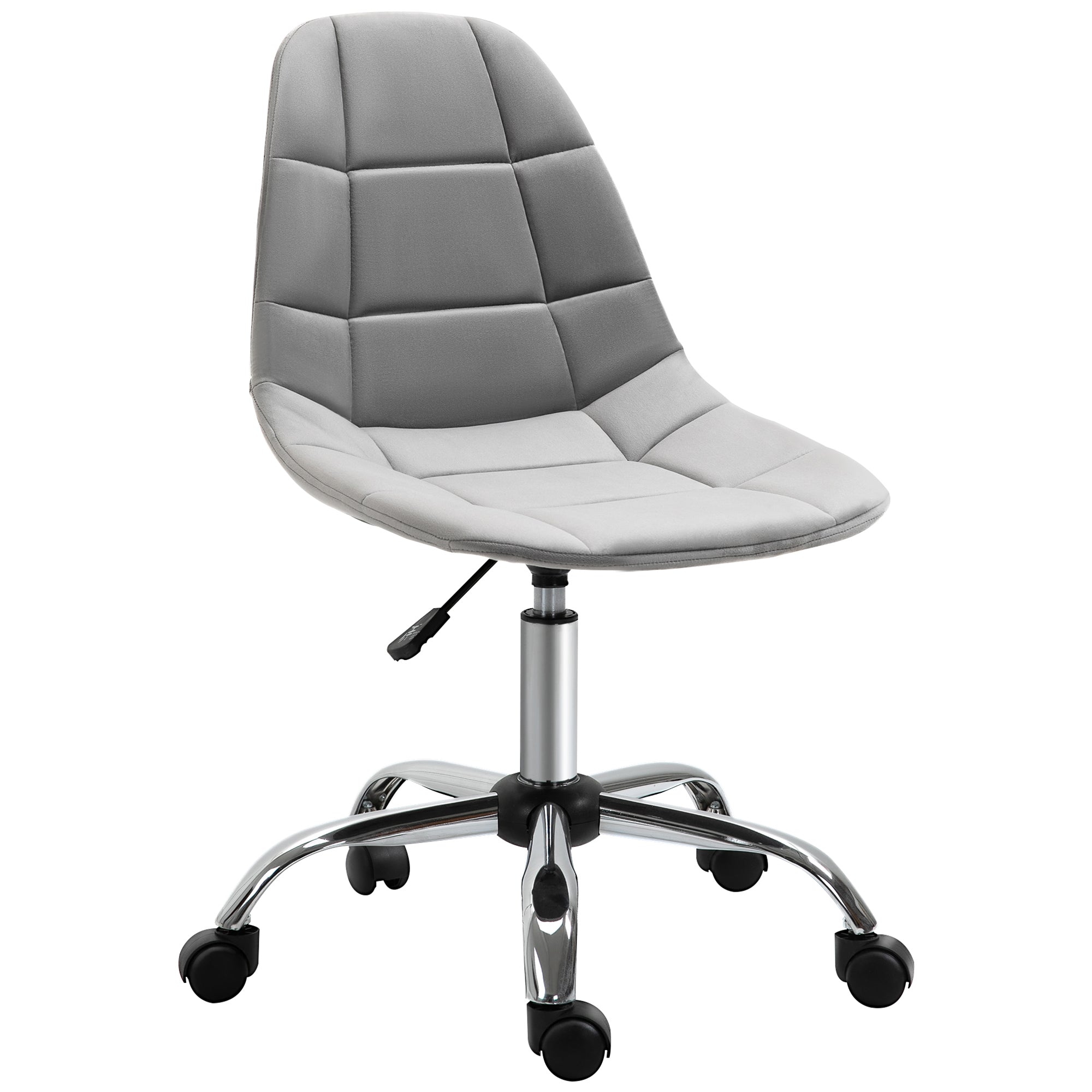 Vinsetto Ergonomic Office Chair with Adjustable Height and Wheels Velvet Executive Chair Armless for Home Study Bedroom Grey 