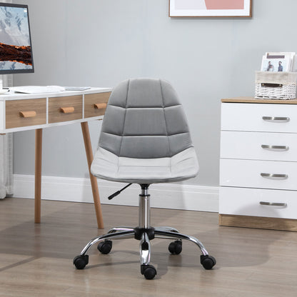 Vinsetto Ergonomic Office Chair with Adjustable Height and Wheels Velvet Executive Chair Armless for Home Study Bedroom Grey 