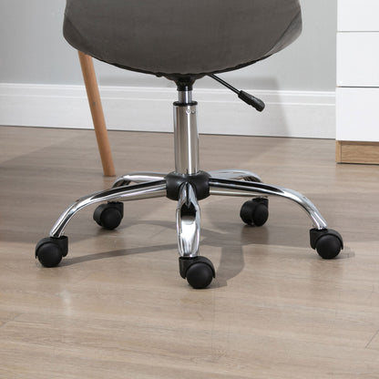 Vinsetto Ergonomic Office Chair with Adjustable Height and Wheels Velvet Executive Chair Armless for Home Study Bedroom Grey 