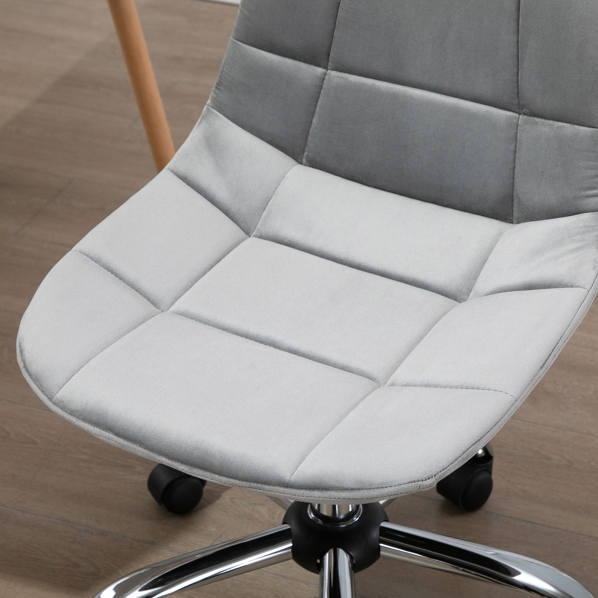 Vinsetto Ergonomic Office Chair with Adjustable Height and Wheels Velvet Executive Chair Armless for Home Study Bedroom Grey 