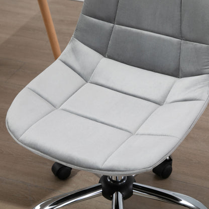 Vinsetto Ergonomic Office Chair with Adjustable Height and Wheels Velvet Executive Chair Armless for Home Study Bedroom Grey 