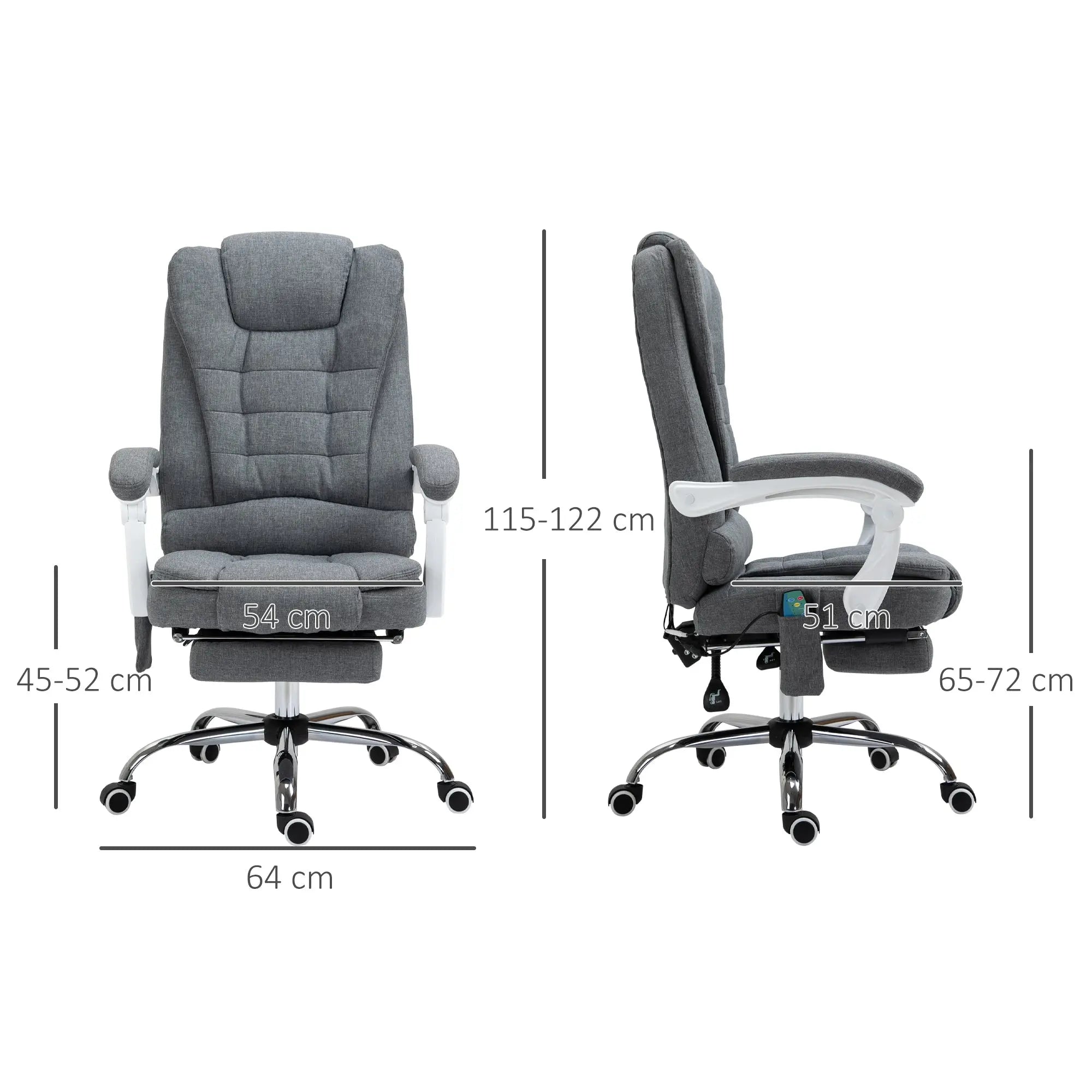 Vinsetto Heated 6 Points Vibration Massage Executive Office Chair Adjustable Swivel Ergonomic High Back Desk Chair Recliner with Footrest Grey 