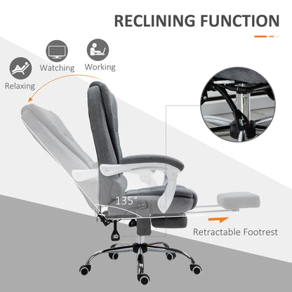 Vinsetto Heated 6 Points Vibration Massage Executive Office Chair Adjustable Swivel Ergonomic High Back Desk Chair Recliner with Footrest Grey 