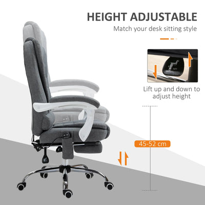 Vinsetto Heated 6 Points Vibration Massage Executive Office Chair Adjustable Swivel Ergonomic High Back Desk Chair Recliner with Footrest Grey 