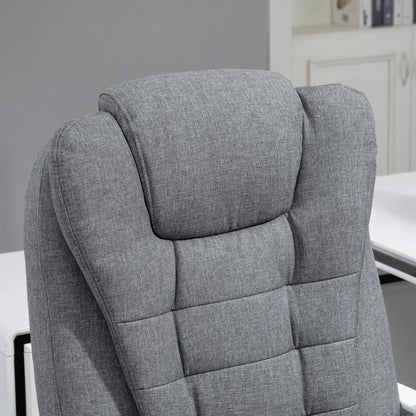 Vinsetto Heated 6 Points Vibration Massage Executive Office Chair Adjustable Swivel Ergonomic High Back Desk Chair Recliner with Footrest Grey 