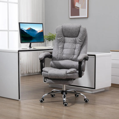 Vinsetto Heated 6 Points Vibration Massage Executive Office Chair Adjustable Swivel Ergonomic High Back Desk Chair Recliner with Footrest Grey 