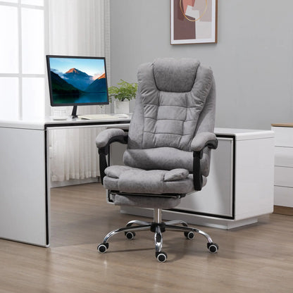 Vinsetto Heated 6 Points Vibration Massage Executive Office Chair Adjustable Swivel Ergonomic High Back Desk Chair Recliner with Footrest Grey 