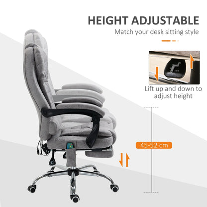 Vinsetto Heated 6 Points Vibration Massage Executive Office Chair Adjustable Swivel Ergonomic High Back Desk Chair Recliner with Footrest Grey 