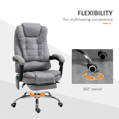 Vinsetto Heated 6 Points Vibration Massage Executive Office Chair Adjustable Swivel Ergonomic High Back Desk Chair Recliner with Footrest Grey 