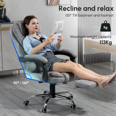 Vinsetto Heated 6 Points Vibration Massage Executive Office Chair Adjustable Swivel Ergonomic High Back Desk Chair Recliner with Footrest Grey 
