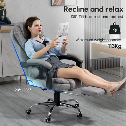 Vinsetto Heated 6 Points Vibration Massage Executive Office Chair Adjustable Swivel Ergonomic High Back Desk Chair Recliner with Footrest Grey 