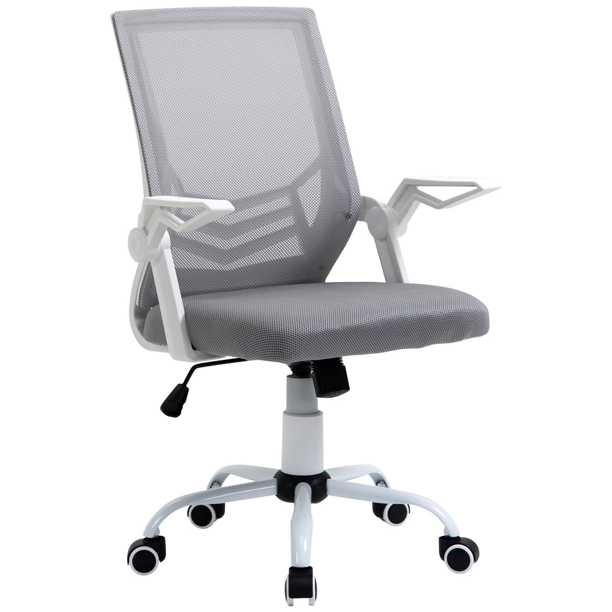 Vinsetto Office Chair, Ergonomic Desk Chair, Executive Computer Chair with 90° Flip-up Armrest and Lumbar Support, Adjustable Height for Home/Office, Grey 