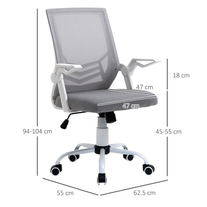 Vinsetto Office Chair, Ergonomic Desk Chair, Executive Computer Chair with 90° Flip-up Armrest and Lumbar Support, Adjustable Height for Home/Office, Grey 