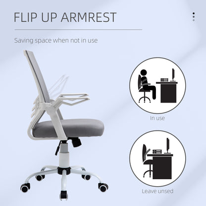 Vinsetto Office Chair, Ergonomic Desk Chair, Executive Computer Chair with 90° Flip-up Armrest and Lumbar Support, Adjustable Height for Home/Office, Grey 