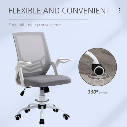 Vinsetto Office Chair, Ergonomic Desk Chair, Executive Computer Chair with 90° Flip-up Armrest and Lumbar Support, Adjustable Height for Home/Office, Grey 