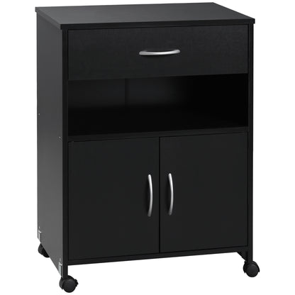 Vinsetto Printer Stand Mobile Printer Cabinet with Storage, Open Shelf, Drawer for Home Office, 60cm x 39cm x 80cm, Black 
