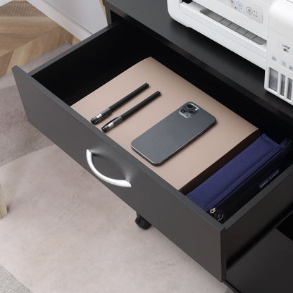 Vinsetto Printer Stand Mobile Printer Cabinet with Storage, Open Shelf, Drawer for Home Office, 60cm x 39cm x 80cm, Black 