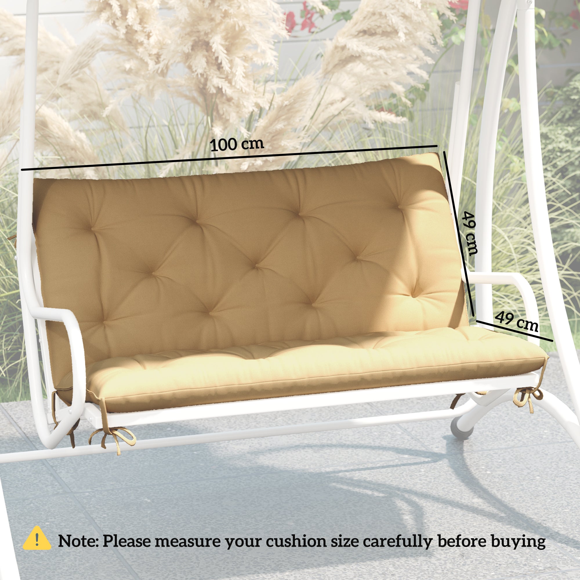 Outsunny Two-Seater Bench Cushion - Khaki 