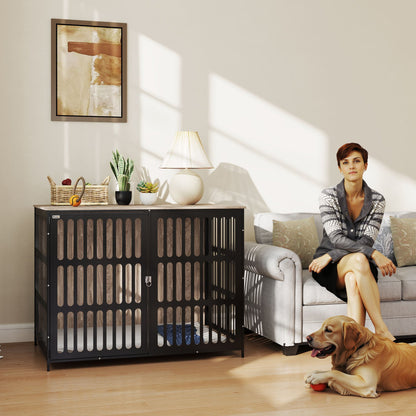 PawHut Dog Crate Furniture with Anti-Chew Resistant Mesh, Anti-Escape Single Door, for Extra Large Dogs, 118 x 80 x 92 cm 