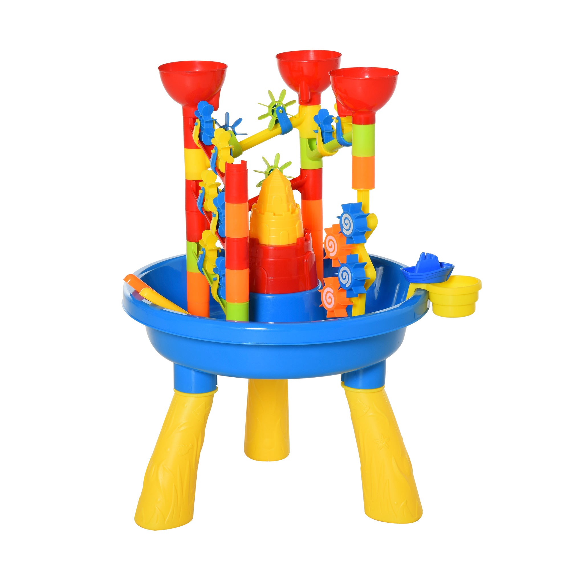 HOMCOM 30 Pcs Sand and Water Table Beach Toy Waterpark Activities Sand Pit Playset with Accessories Garden Sandbox 