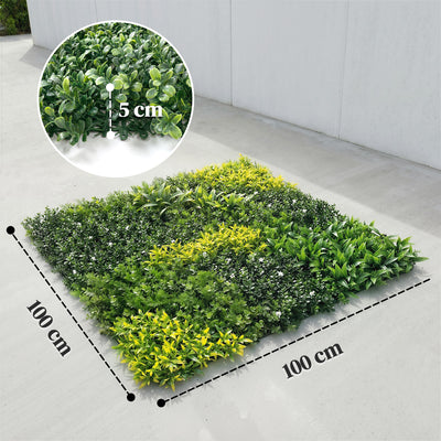 Outsunny Artificial Plant Wall Panel, 100x100 cm Artificial Grass Backdrop Wall, Green 