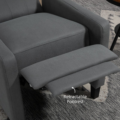 HOMCOM Wingback Recliner Chair for Home Theater, Button Tufted Microfibre Cloth Reclining Armchair with Leg Rest, Deep Grey 