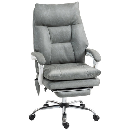 HOMCOM Faux Leather Office Chair, with Inflatable Lumbar - Grey