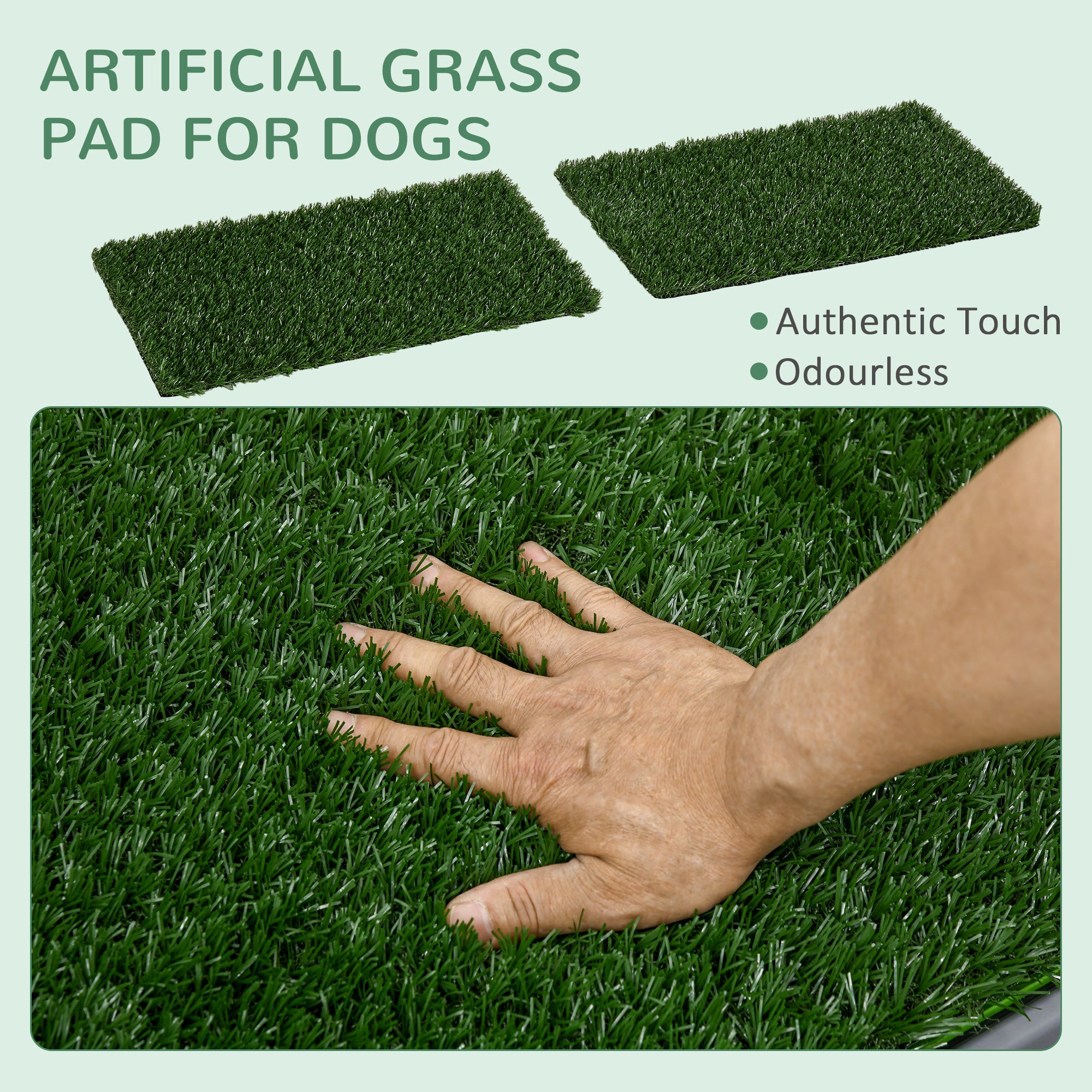 PawHut Artificial Grass Dog Toilet with Tray for Potty Training Indoor Outdoor, 2 Packs, 67 x 41cm 