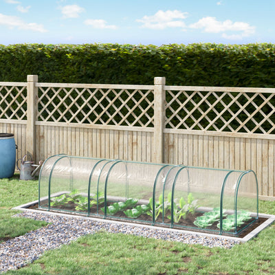 Outsunny Mini Greenhouse, Small Polytunnel Green House with Zipped Doors, Steel Frame for Garden Patio, 300 x 100 x 80cm, Clear 