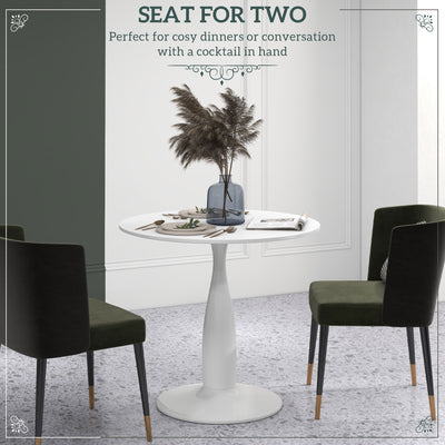 HOMCOM Round Dining Table, Modern Dining Room Table with Steel Base, Non-slip Foot Pad, Space Saving Small Dining Table 