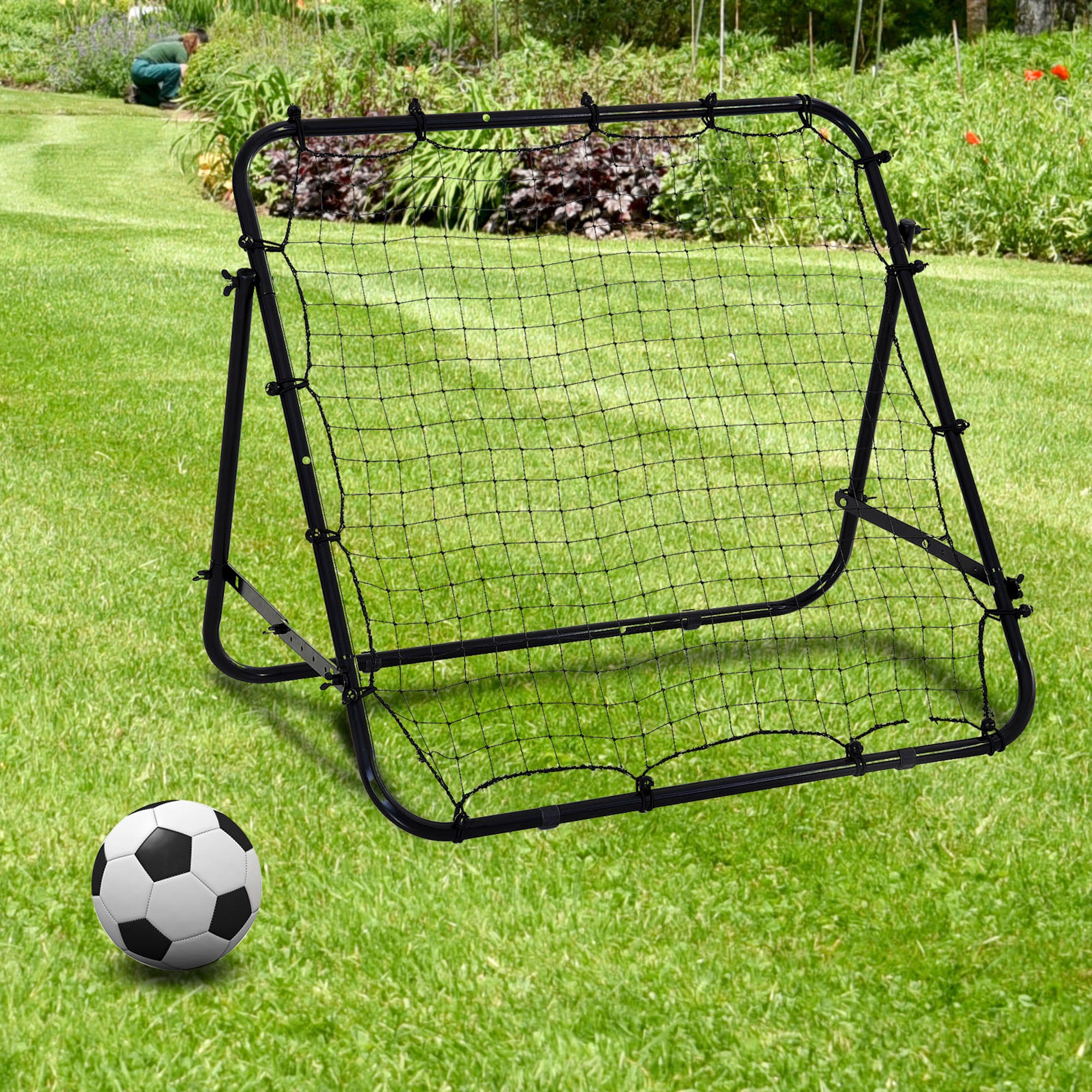 HOMCOM Adjustable Rebounder Net Kickback Target Goal for Teens Adults Training, Black 