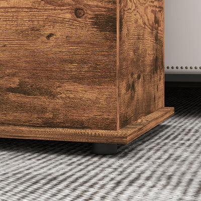 HOMCOM 113L Storage Chest, Storage Box with Flip-Top Lid and 2 Safety Hinges, Storage Trunk for Living Room, Entryway, 100 x 40 x 40 cm, Rustic Brown 