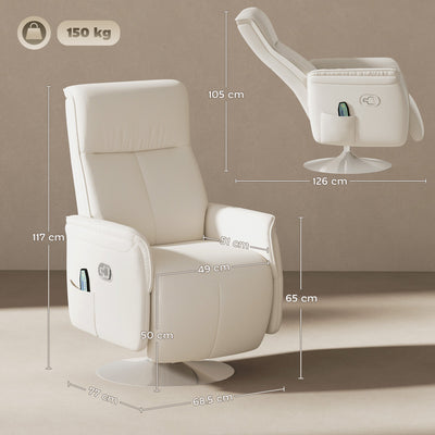 HOMCOM 10-Point Massage Recliner Armchair - Cream 