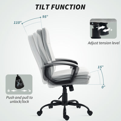 HOMCOM Linen-Look Double-Padded Office Chair - Grey 