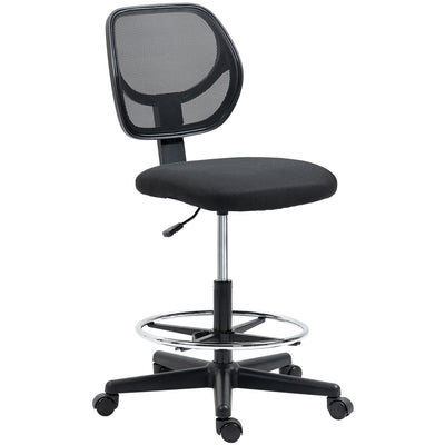 Vinsetto Ergonomic Mesh Standing Desk Chair with Adjustable Footrest Ring and Seat Height Black 