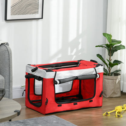 PawHut Foldable Dog Stroller, Pet Travel Crate, with Detachable Carrier, Soft Padding, for Mini, Small Dogs - Red 