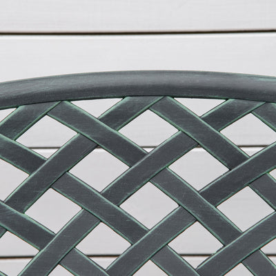 Outsunny Cast Aluminium Garden Bench 2 Seater Antique Loveseat for Outdoor Patio Porch Park, Verdigris 