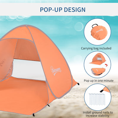 Outsunny 2 Person Pop Up UV Shelter Shade-Orange 
