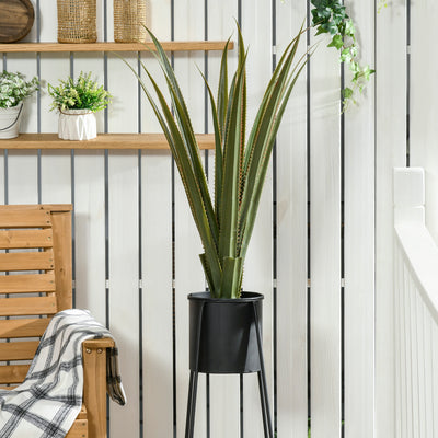 HOMCOM Artificial Plants Agave Succulent in Pot Desk Fake Plants for Home Indoor Outdoor Decor, 15x15x90cm, Green 