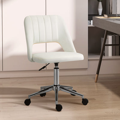 Vinsetto Armless Velvet-Feel Office Chair - Cream White 